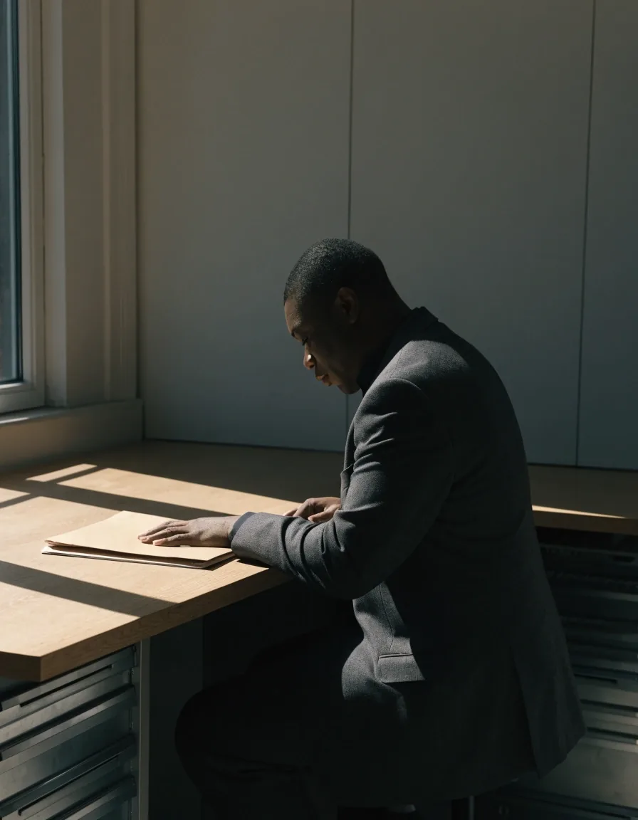 A hand finishing a signature on an engagement sheet at a signing desk