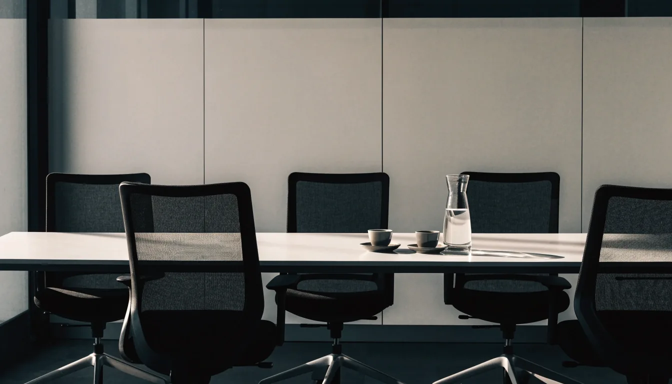 Client-side conference room mid-discussion, wide letterbox crop