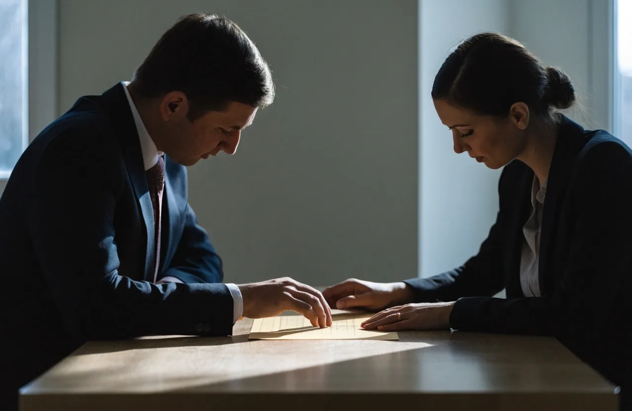 Consultant and client reviewing a scoped engagement document at a desk